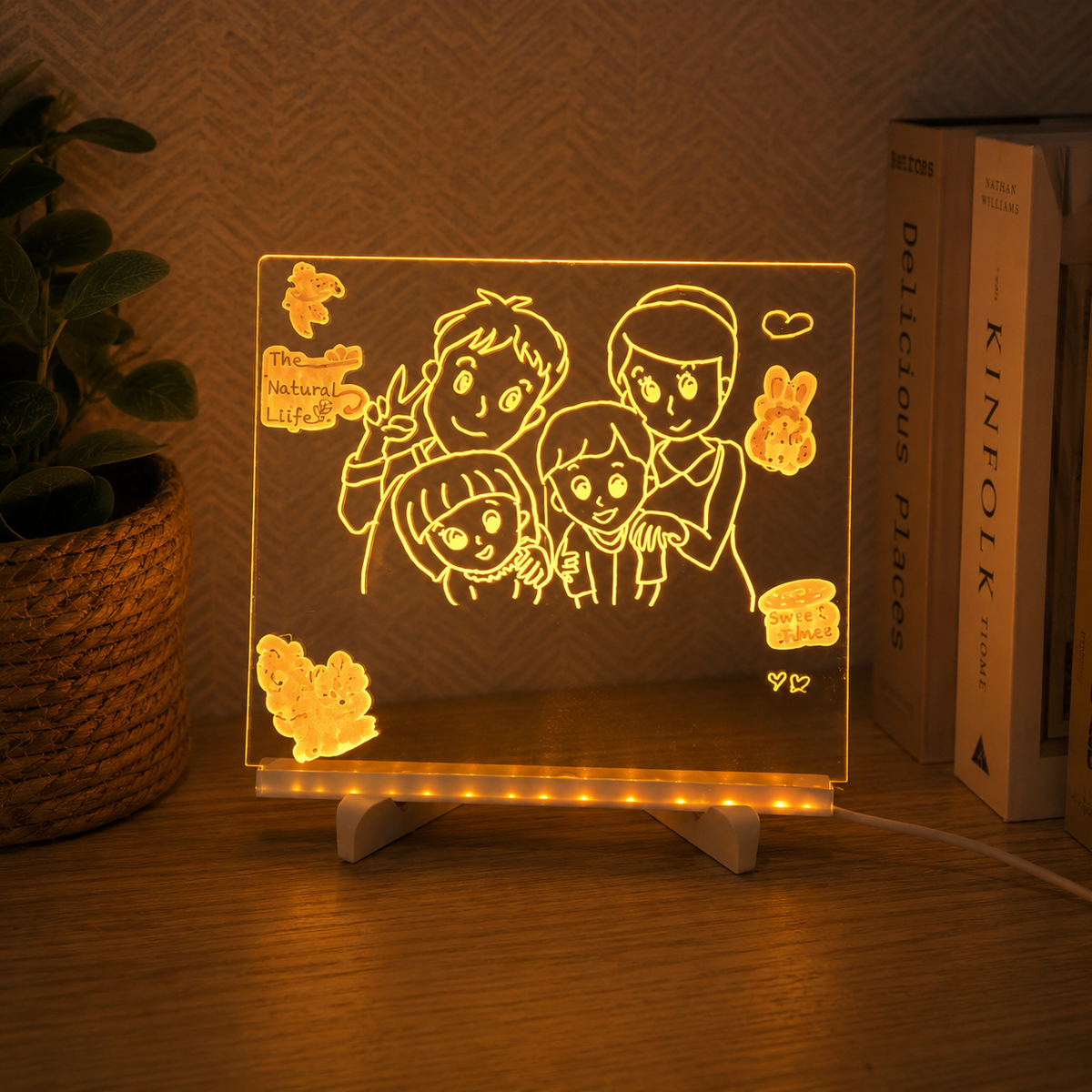 LED Acrylic Message Board Colorful Writable Table Lamp