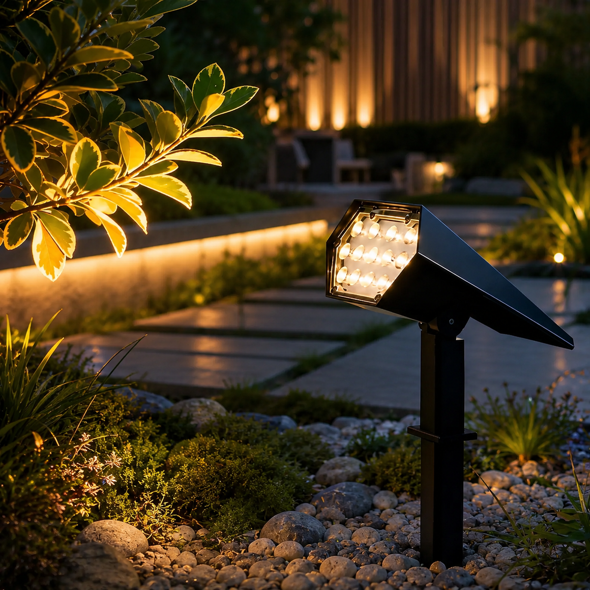 Flood Spike Light Adjustable Angle Solar Spotlight