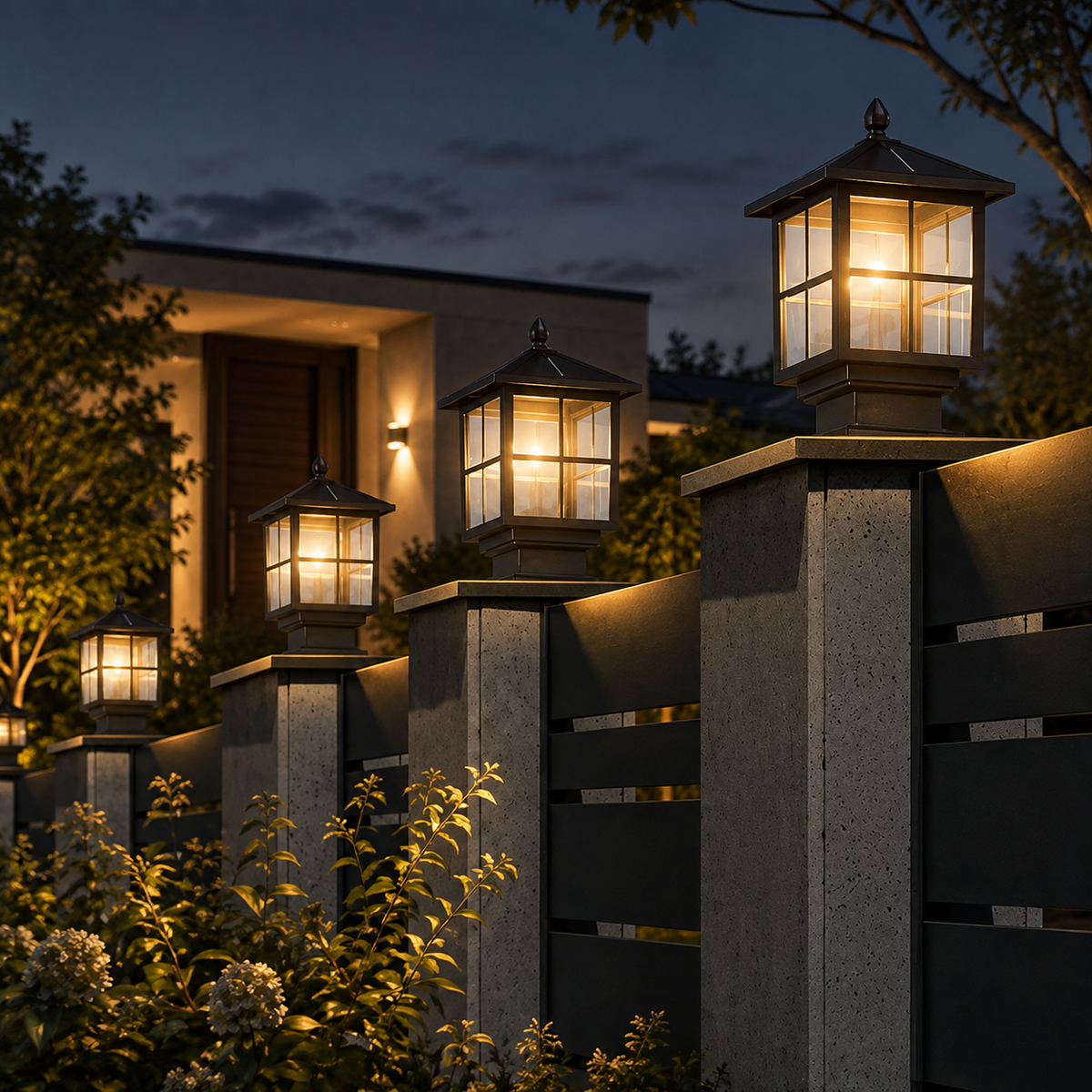 Stone Light Pillar Traditional Black Waterproof LED Light