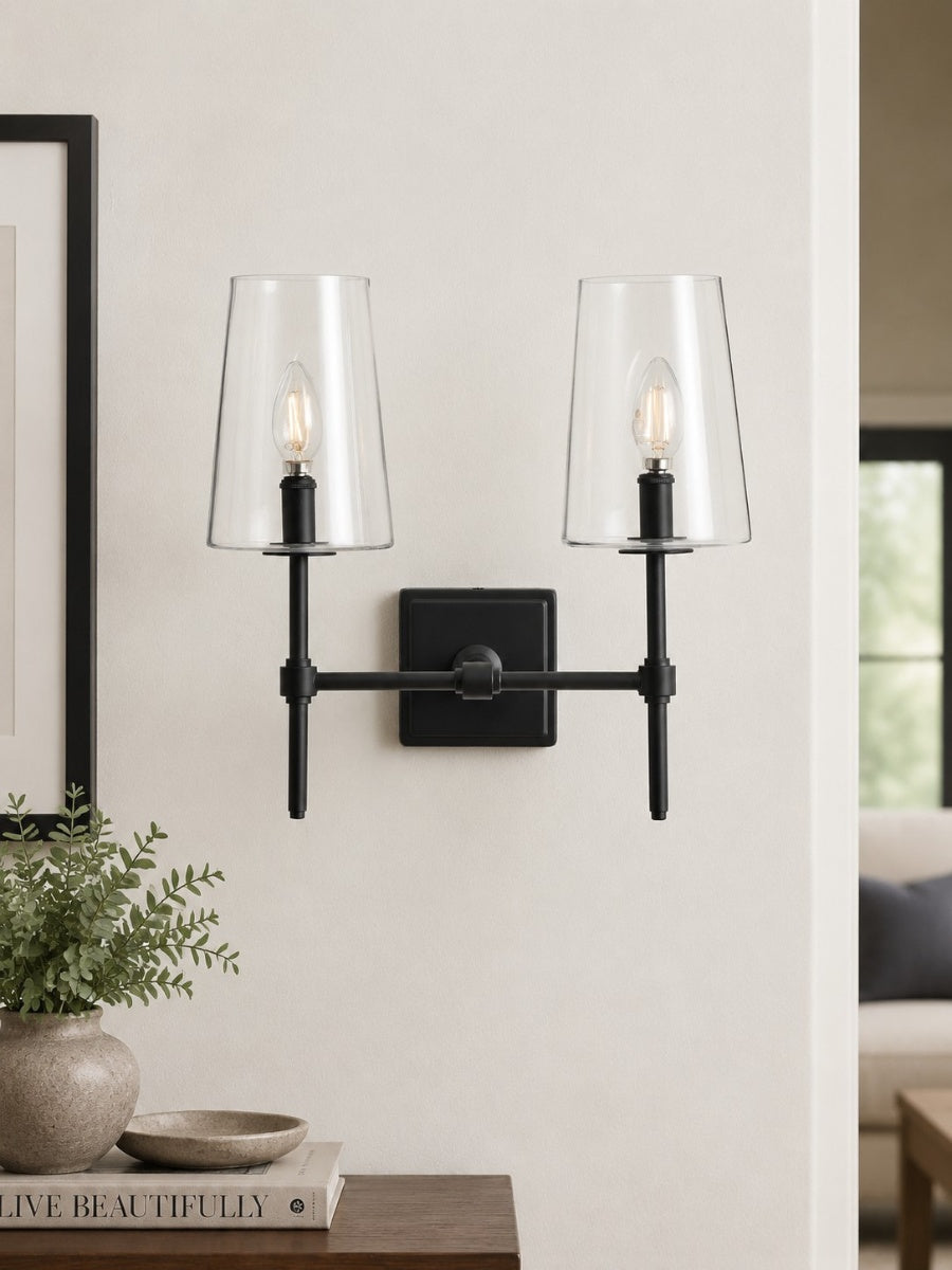 Clear Glass Sconce - Elegant Single To Triple Vanity Sconce