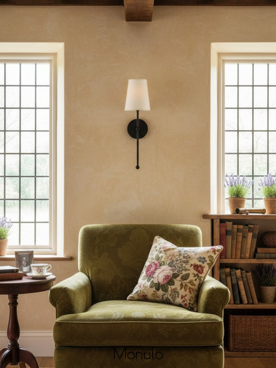 Nordic Rustic Brass Fabric Wall Lamp