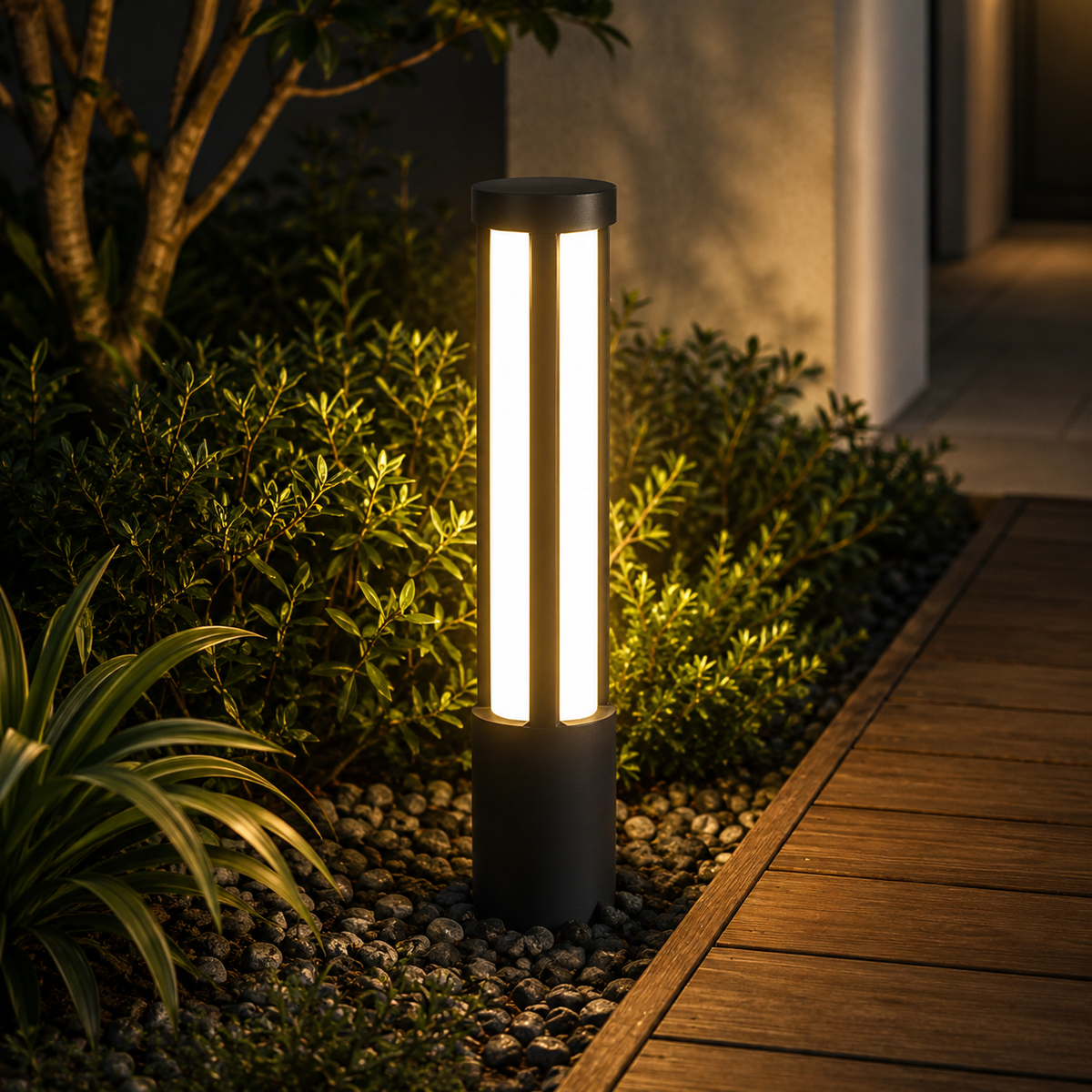 Residential Bollard Lights Modern Cylindrical LED Landscape Light