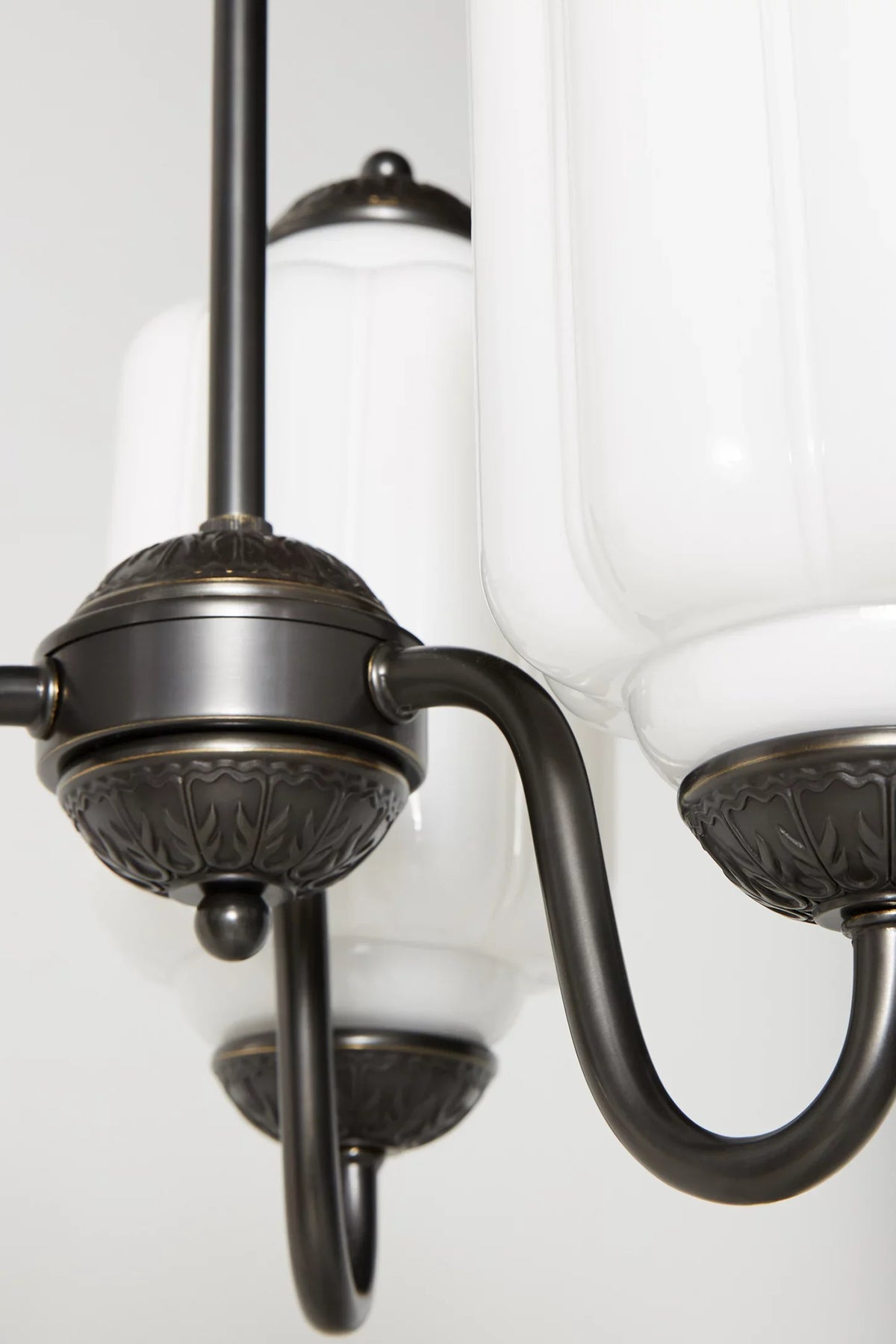 Milk Glass Chandelier in a Vintage Style Finish