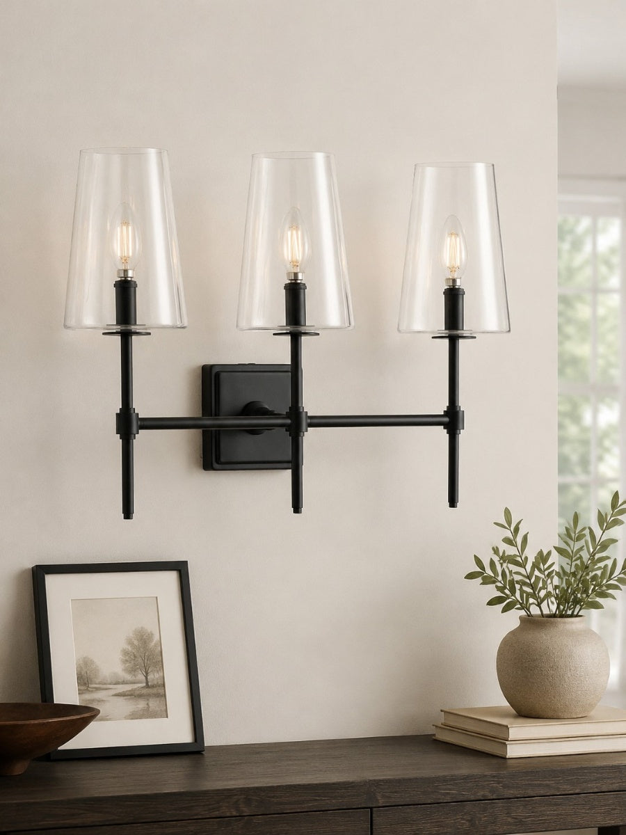 Clear Glass Sconce - Elegant Single To Triple Vanity Sconce
