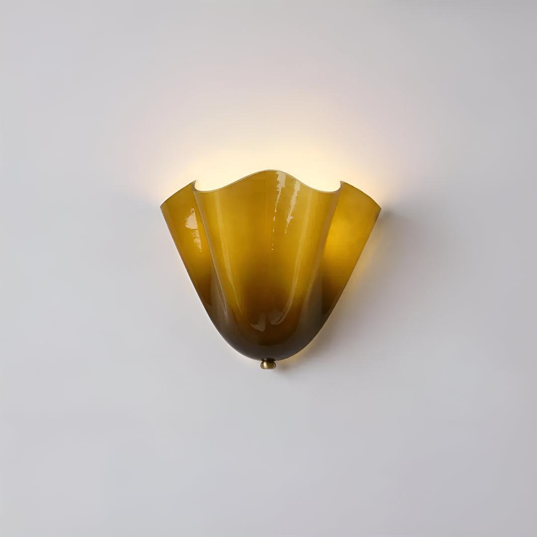 Classic Wall Sconce Light for Living Room with Curved Petal Glass Shade