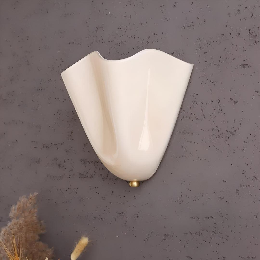 Classic Wall Sconce Light for Living Room with Curved Petal Glass Shade
