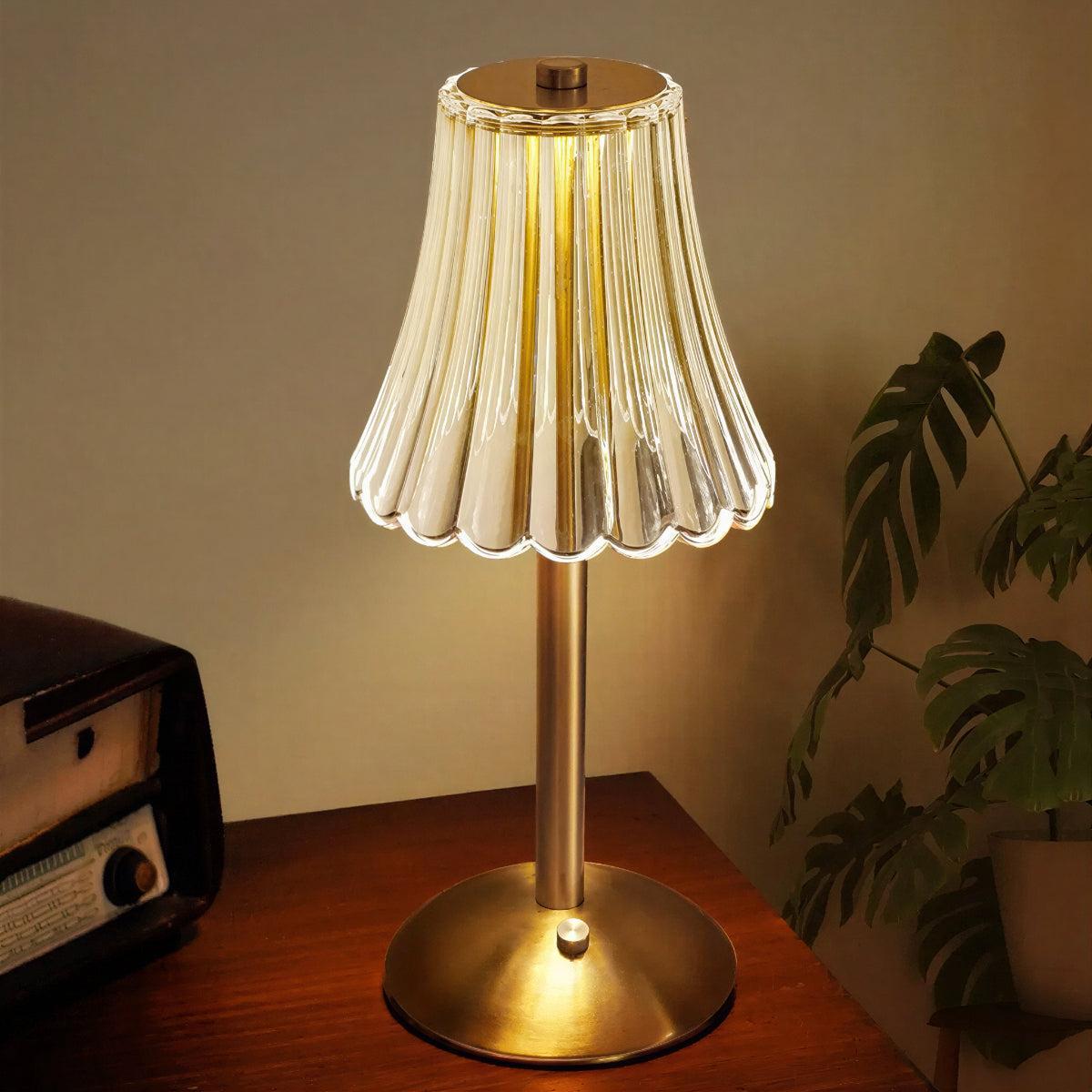 Cordless Table Lamp With Crystal Shade for Home Decor