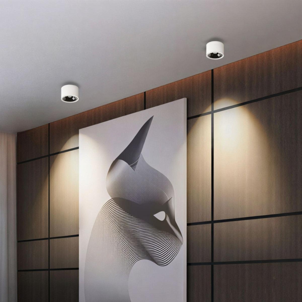 Cylindrical Flush Mount Ceiling Light Fixture With Adjustable Spotlight
