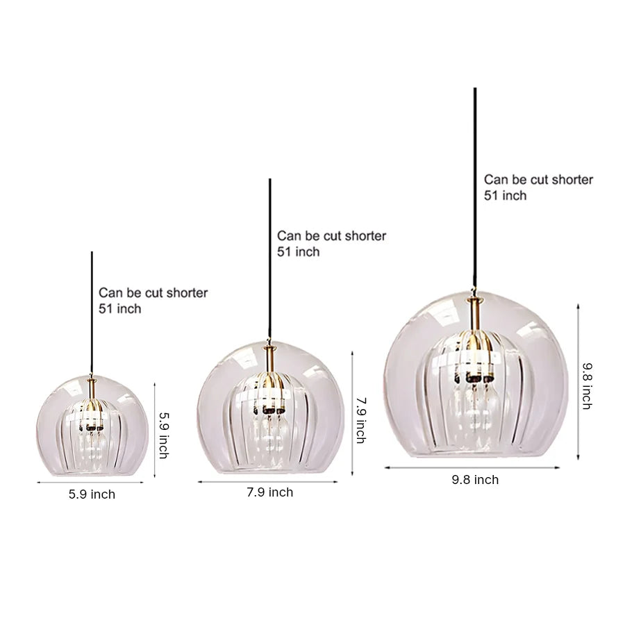 Unique Glass Globe LED Modern Pendant Light Hanging Lamp Island Light