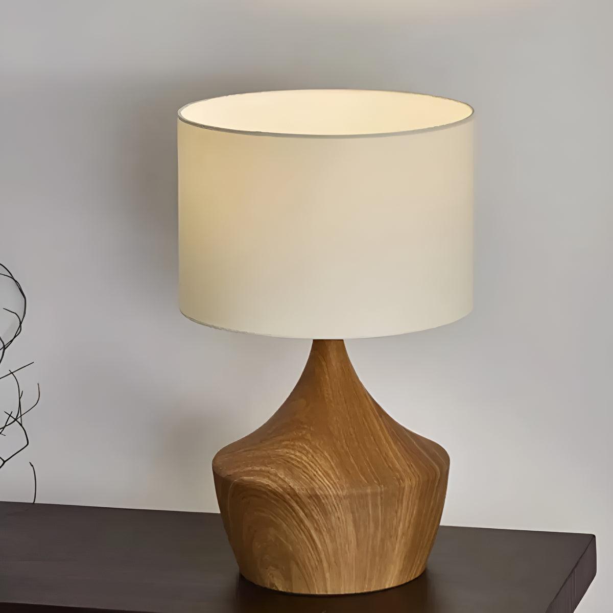 Japandi Wooden Modern Table Lamp With Linen Shade
