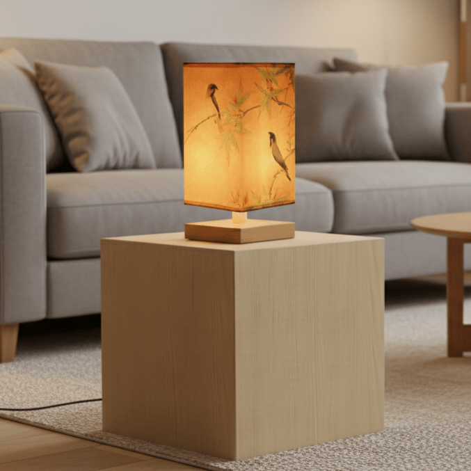 Modern Wood and Fabric Lamp