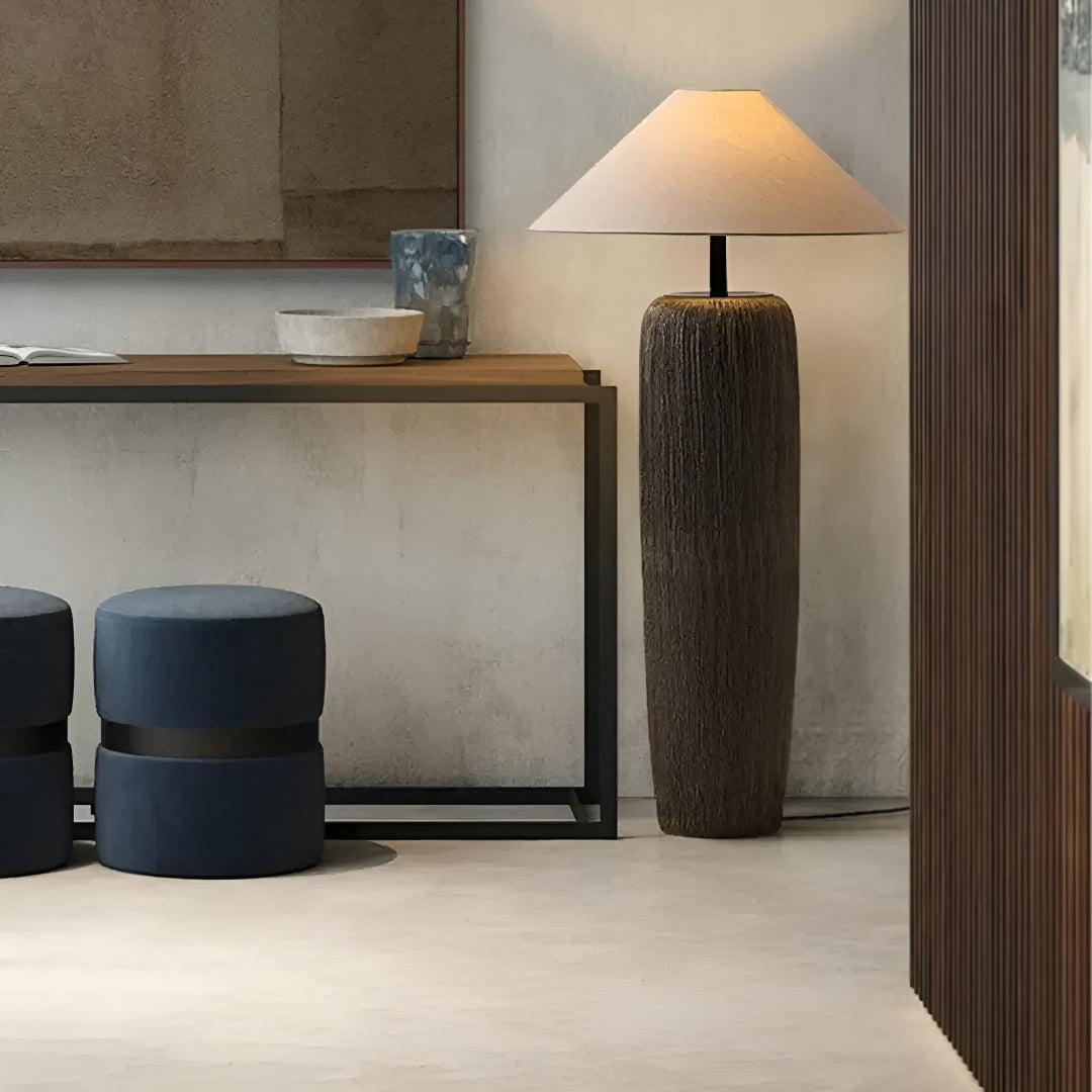 Living Room Floor Lamp With Ambient Light and Pottery Base