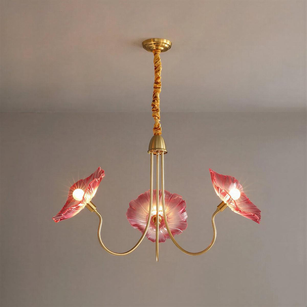 Lotus Leaf Glass Ceiling Light With Modern Shades