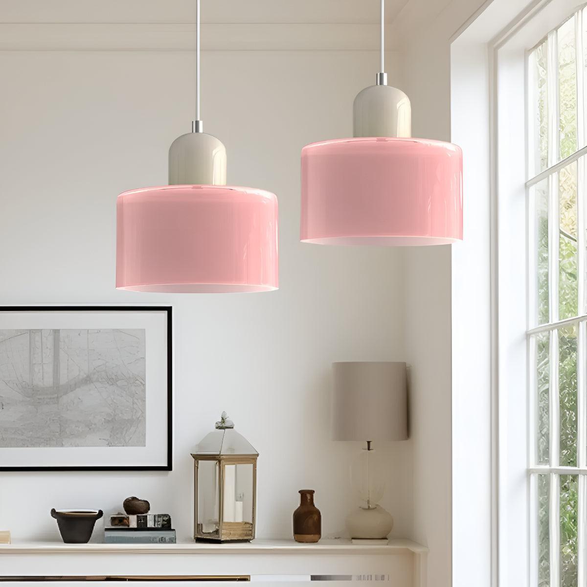 Mid Century Bauhaus Style Glass Pendant Light Fixture