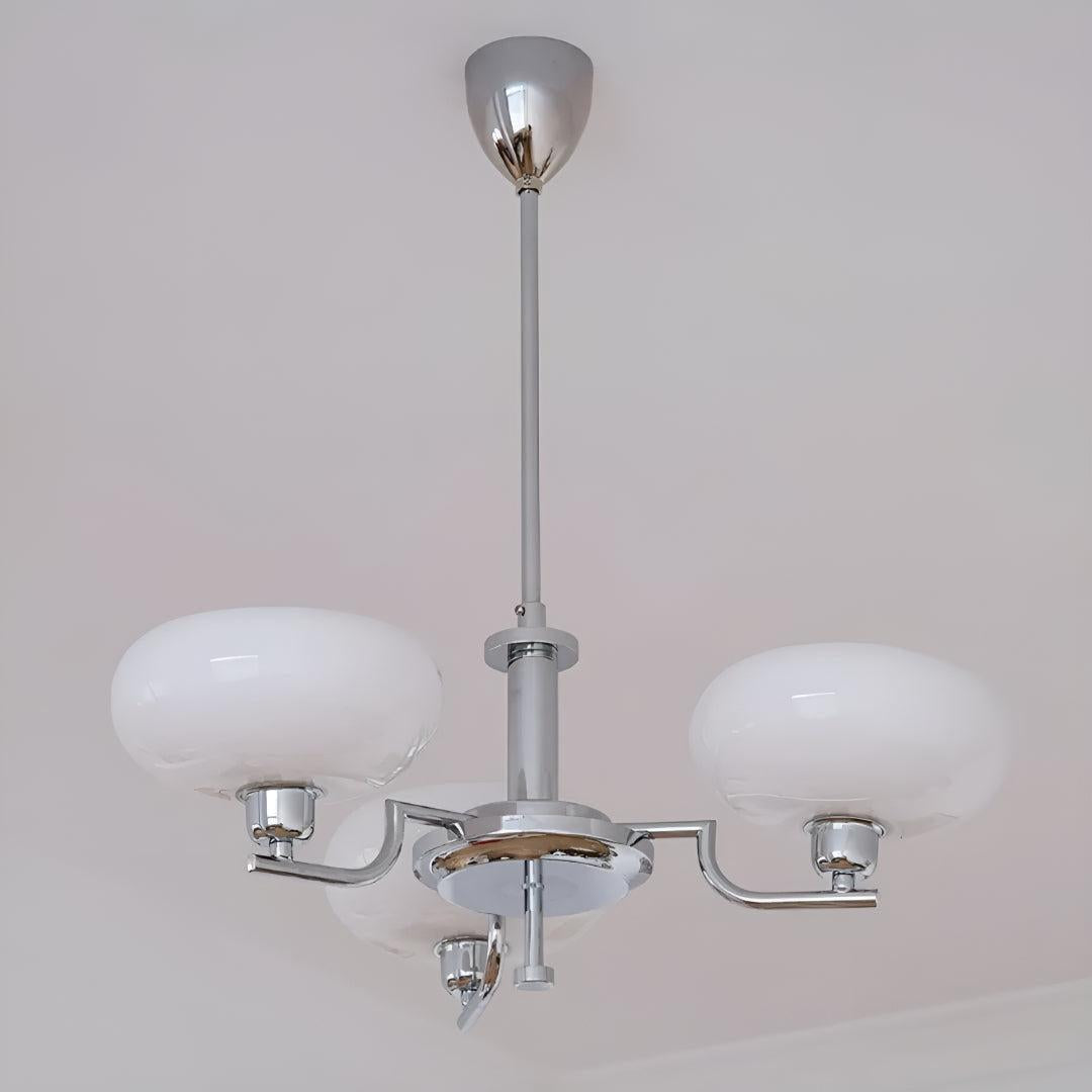 Mid Century Chandelier Light Fixture With Glass Shades
