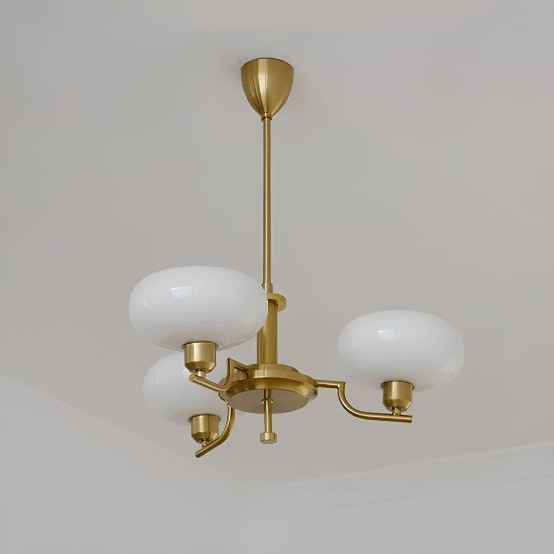 Mid Century Chandelier Light Fixture With Glass Shades