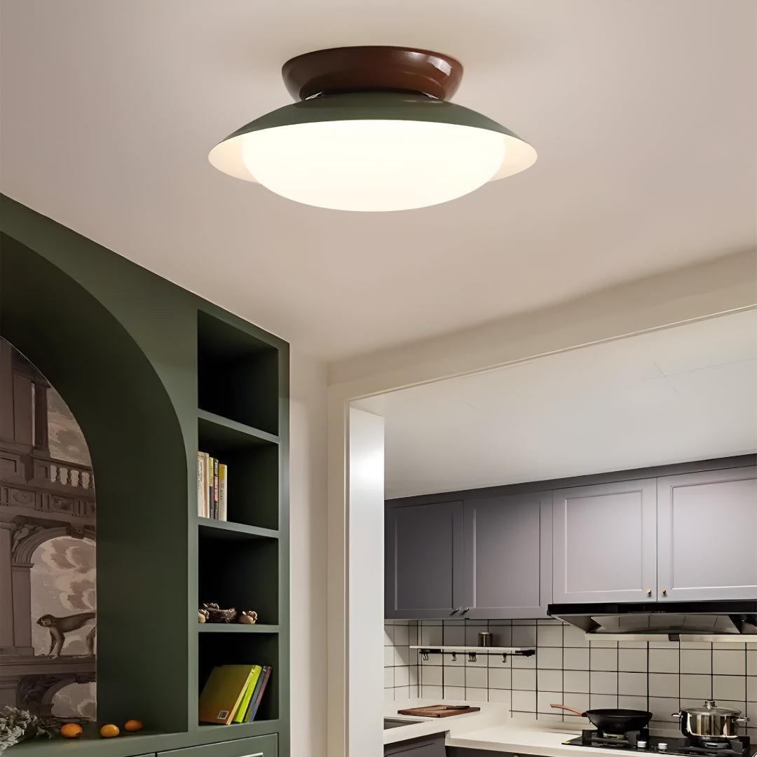 Mid Century Flush Mount Ceiling Light Fixture With Dome Design