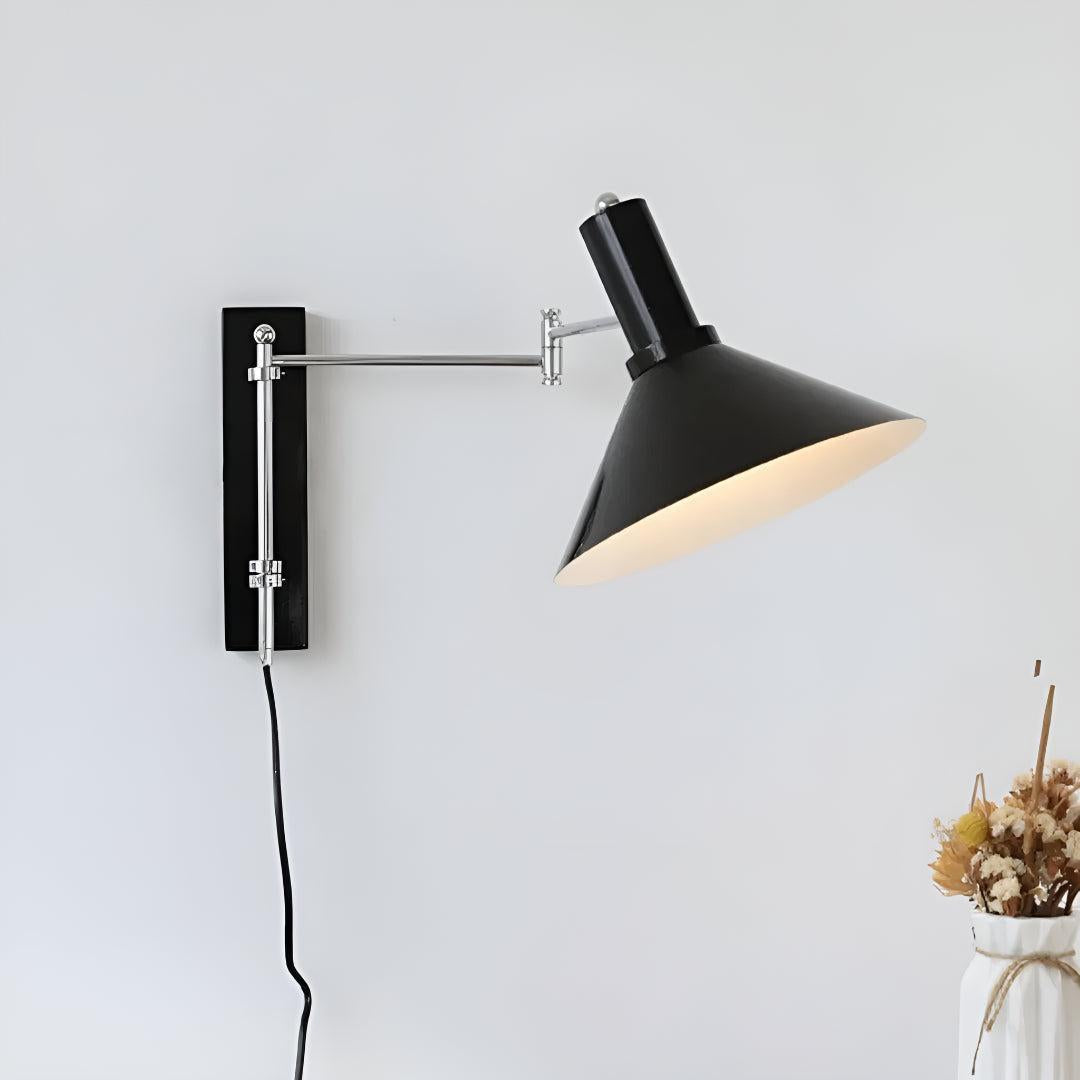 Modern Adjustable Metal Wall Lamp With Swing Arm Design
