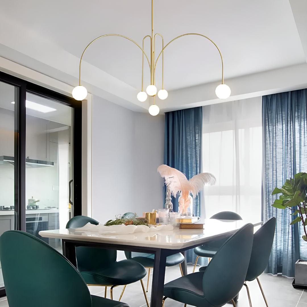 Modern Chandelier With Multi Arm Globe Lights