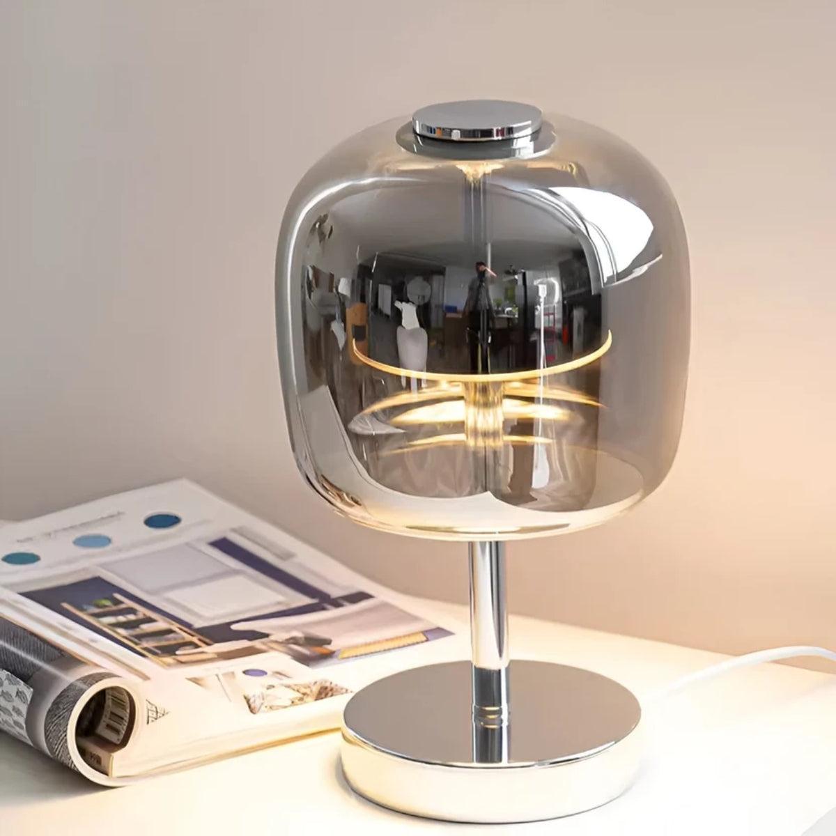 Modern Dimmable Touch Table Lamp With Minimalist Globe Shade