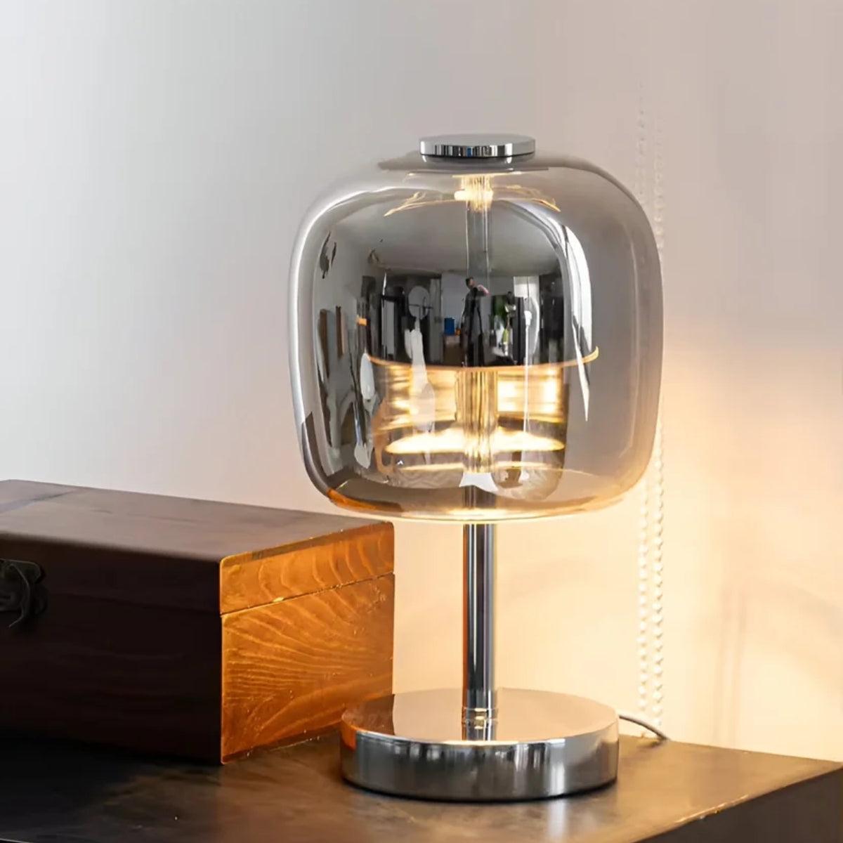 Modern Dimmable Touch Table Lamp With Minimalist Globe Shade