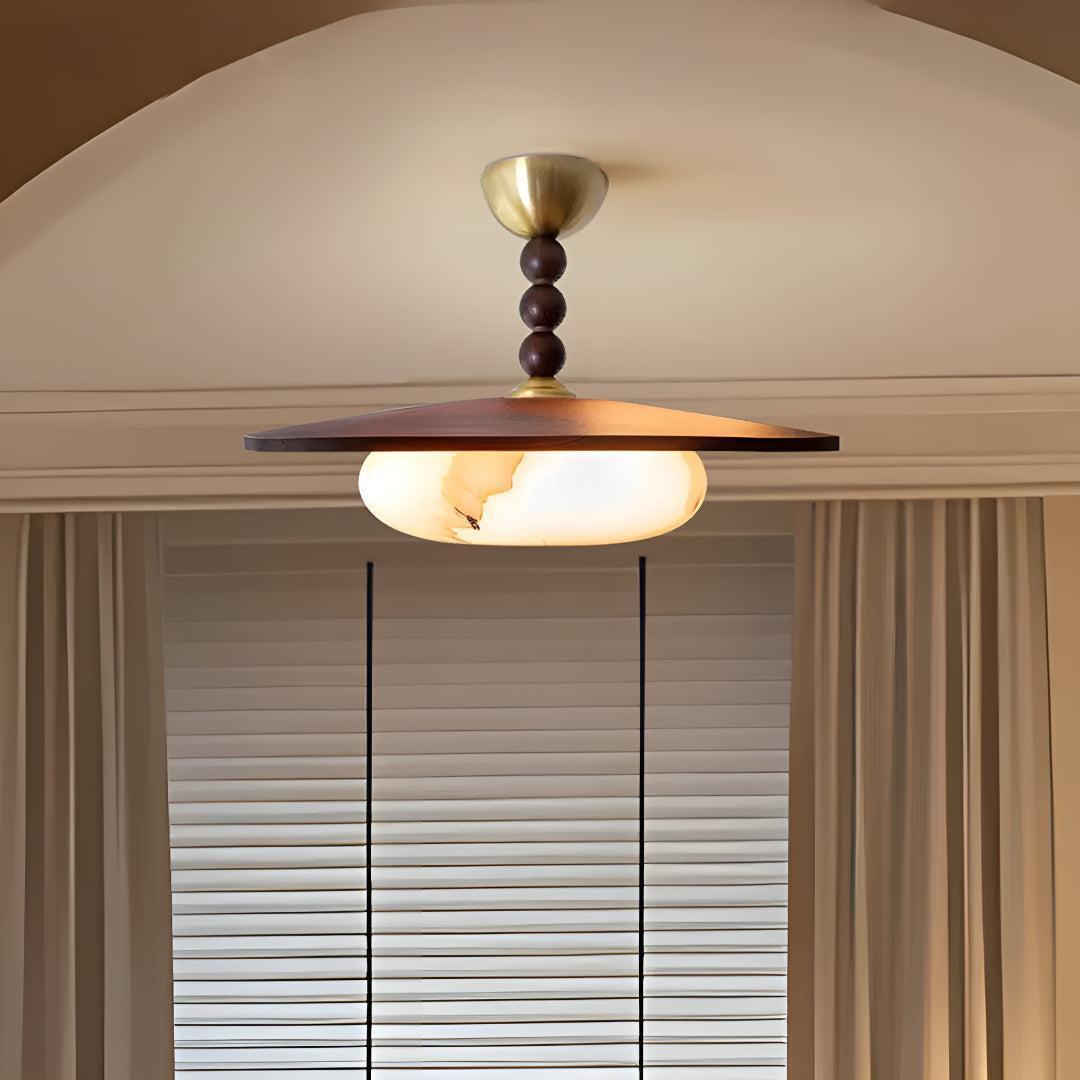 Modern Flat Marble Ceiling Light Fixture With Warm Glow