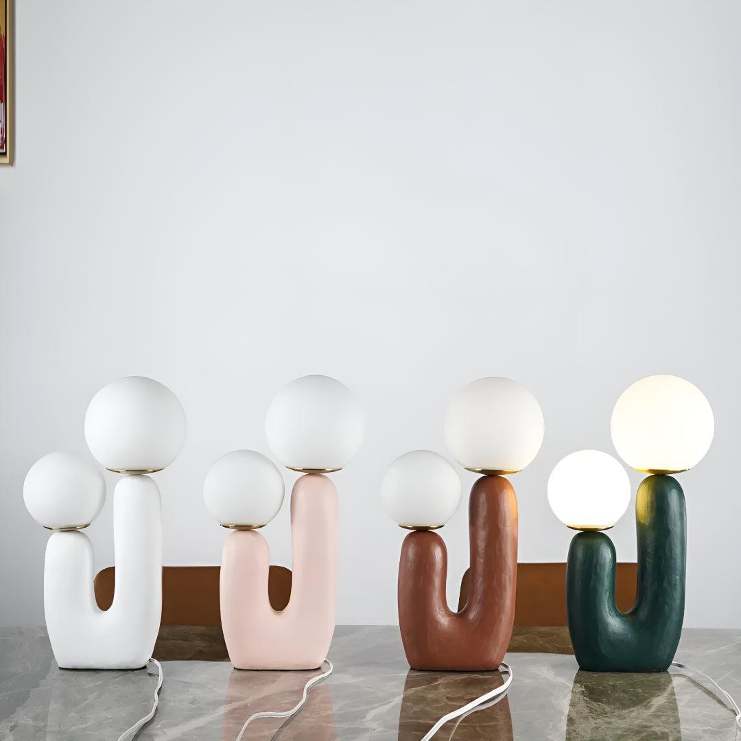 Modern Table Lamp With Dual Globe Unique Sculptural Design