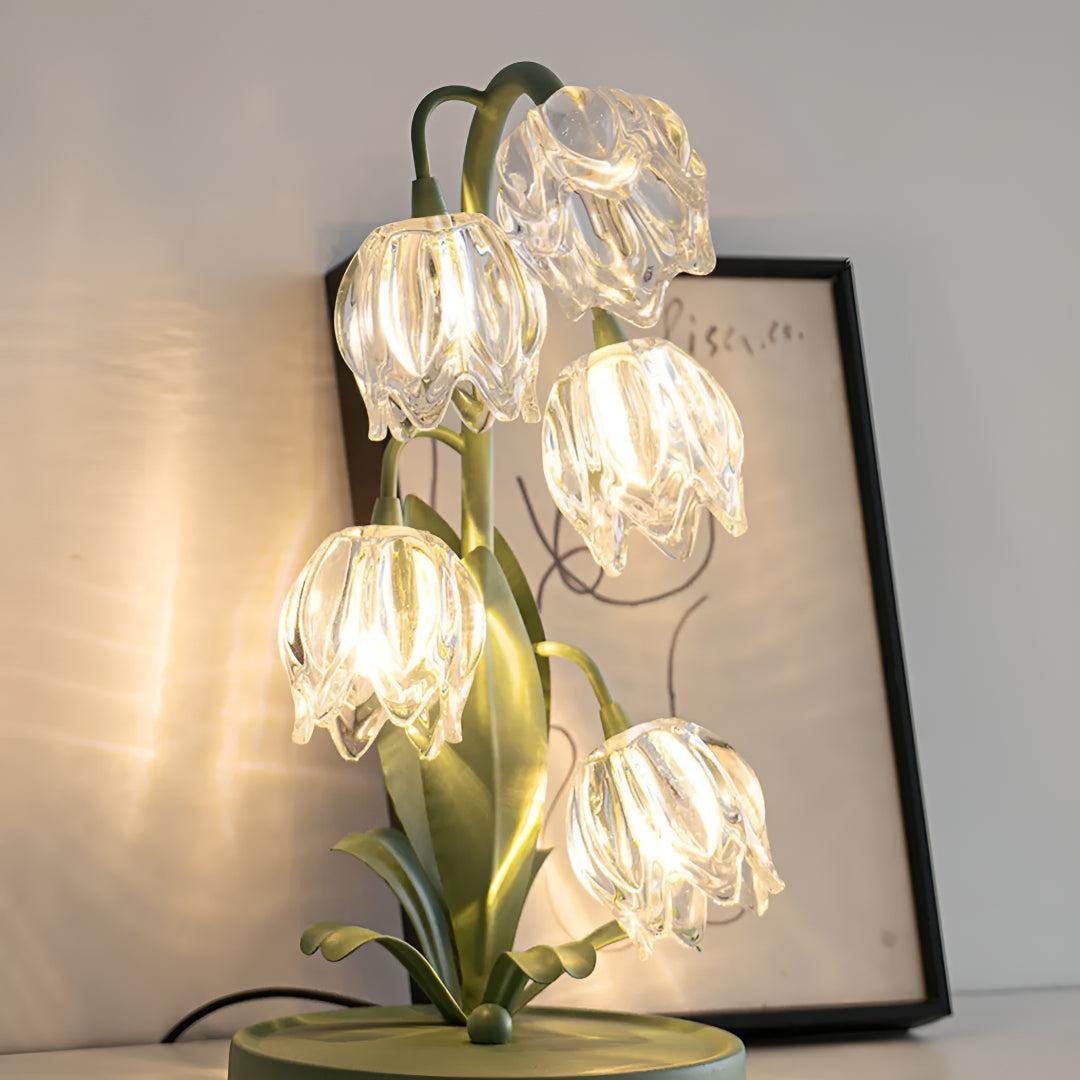 Modern Table Lamp With Flower Glass Shades