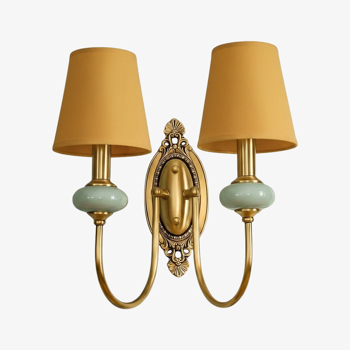 Classic Fabric Shade Sconce – Ceramic Wall Light for Hallway or Bedroom