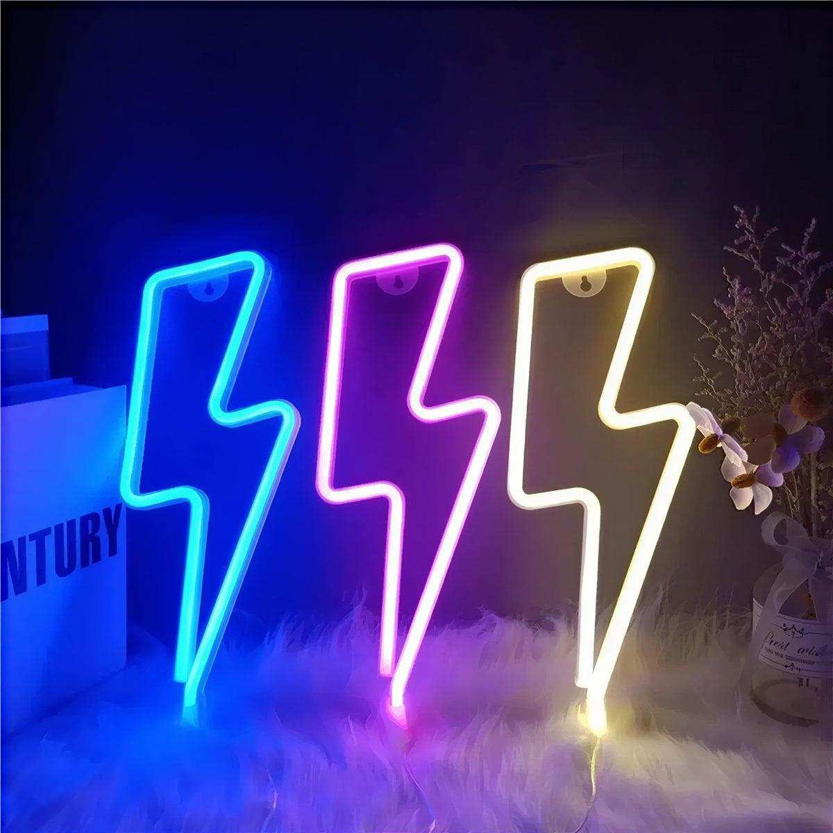 Neon Lightning Bolt Wall Light