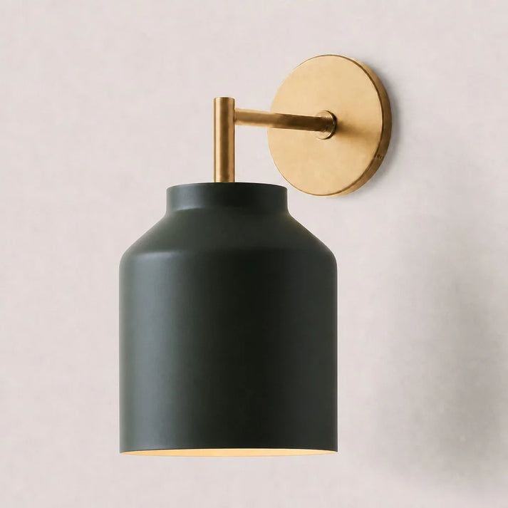 Minimal Wall Sconce – Vintage Milk Glass Sconce and Metal Accent