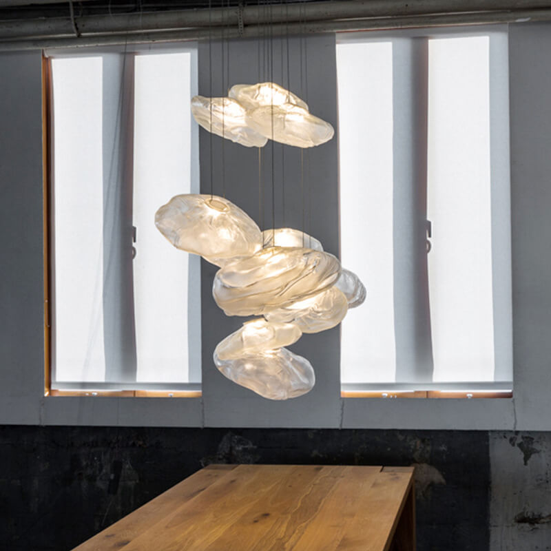 Modern Minimalist Shaped Glass 1-Light Cloud Suspension Pendant Light for Living Room