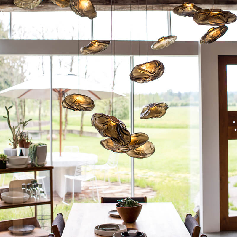 Modern Minimalist Shaped Glass 1-Light Cloud Suspension Pendant Light for Living Room