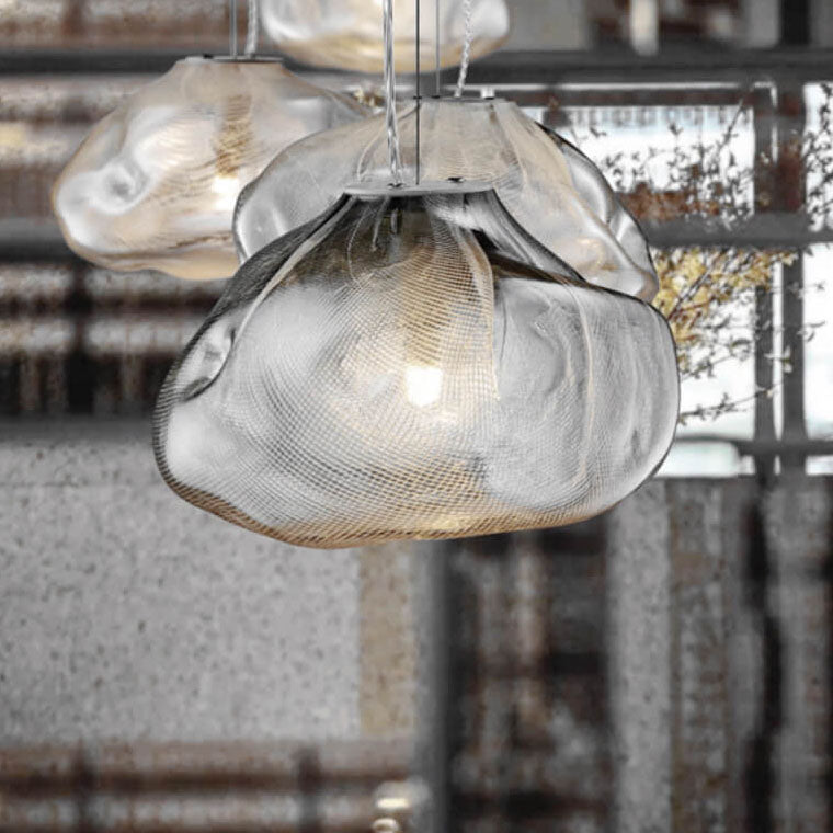 Modern Minimalist Shaped Glass 1-Light Cloud Suspension Pendant Light for Living Room