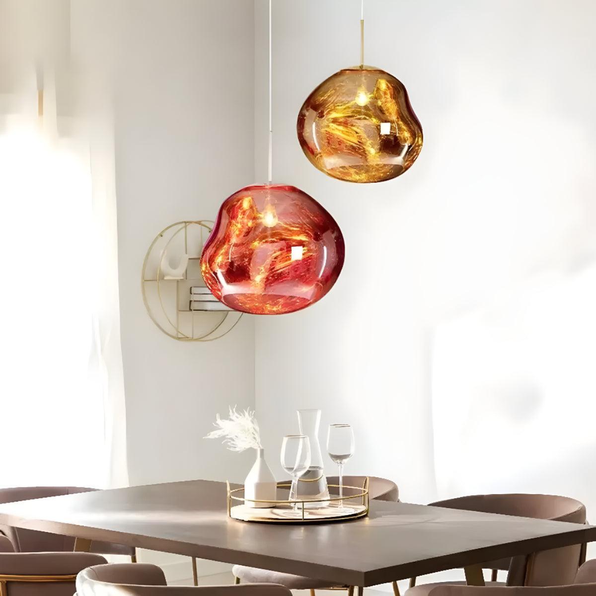 Pendant Light with Sculptural Molten Styled Shade