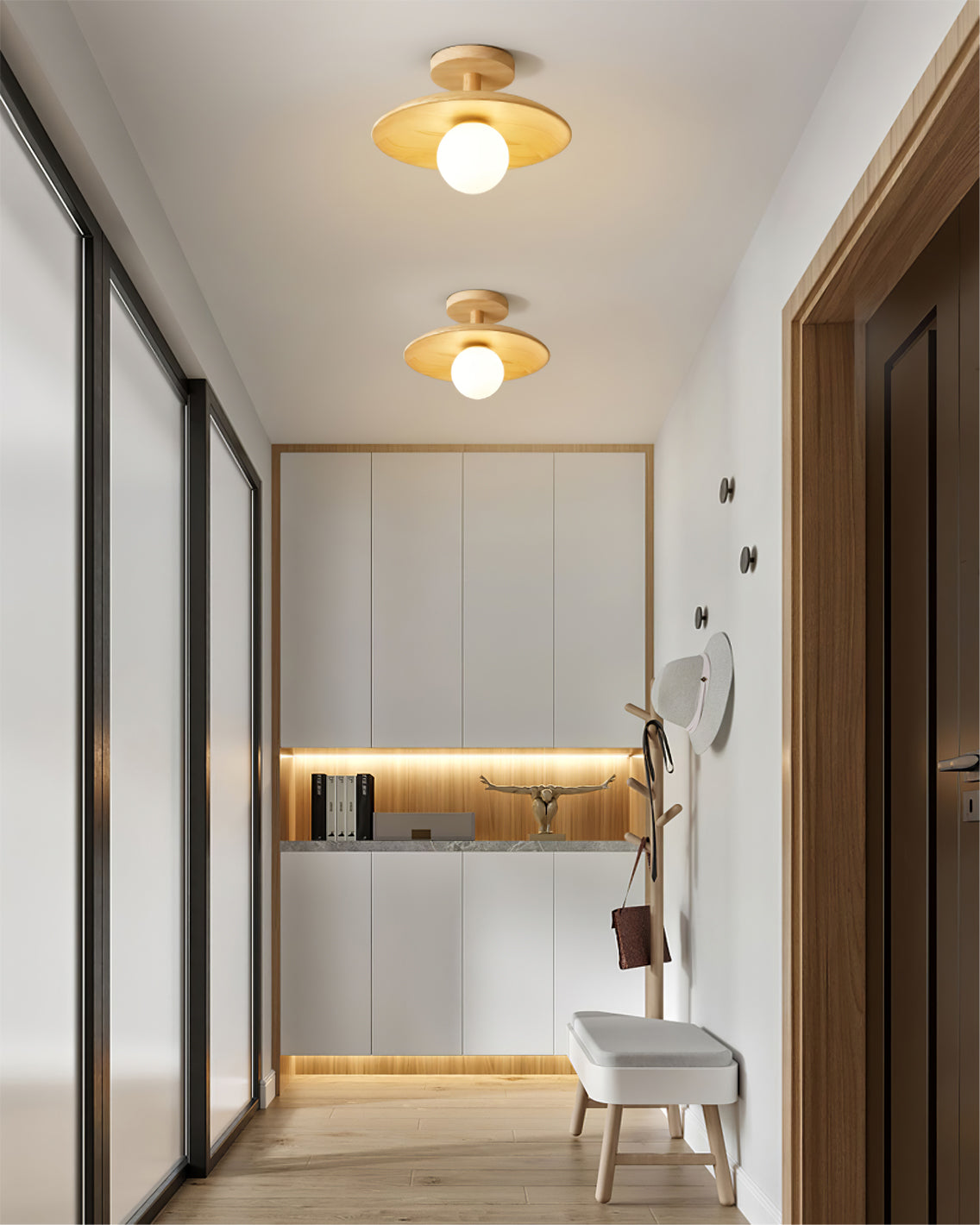 Natural Ash Wood Ceiling Light