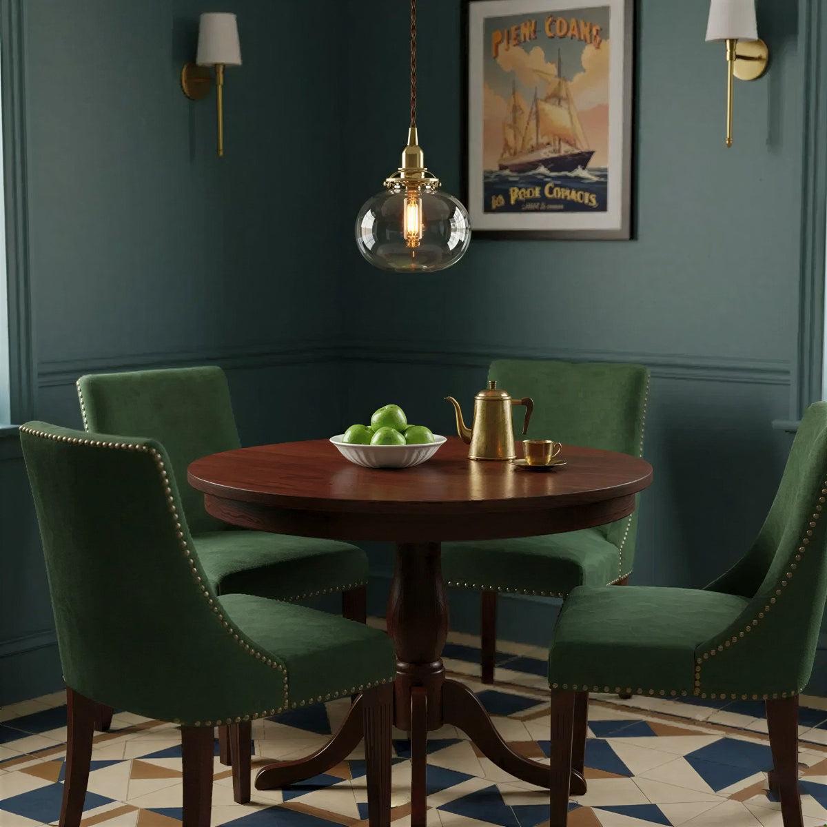 Retro Glass Globe Pendant Light with Brass Fitting
