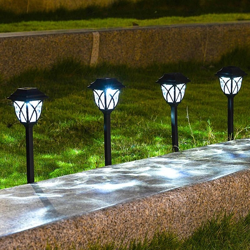 Solar LED path lights for automatic outdoor lighting