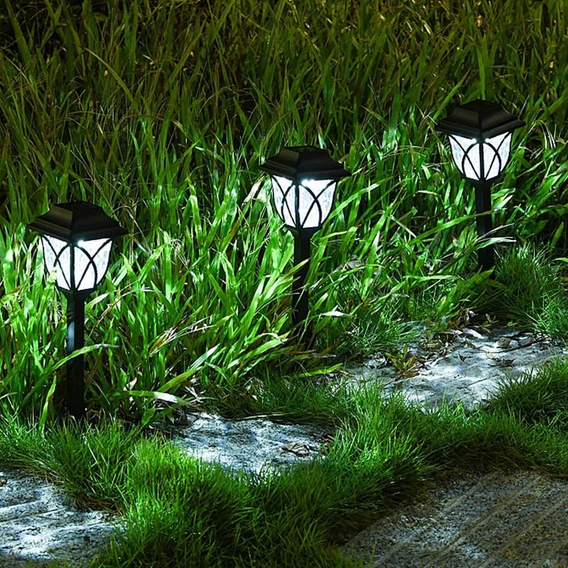 Solar LED path lights for automatic outdoor lighting
