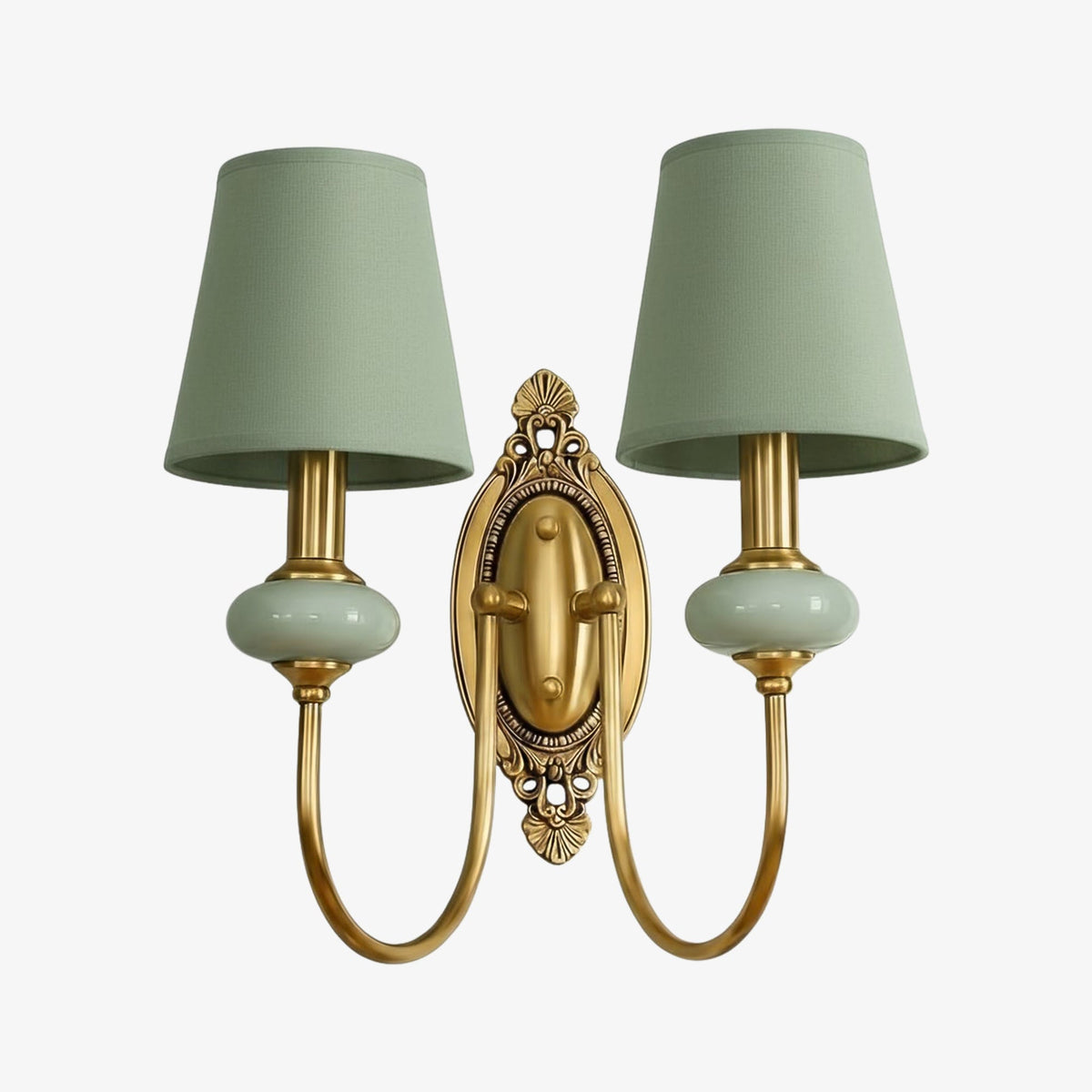 Classic Fabric Shade Sconce – Ceramic Wall Light for Hallway or Bedroom