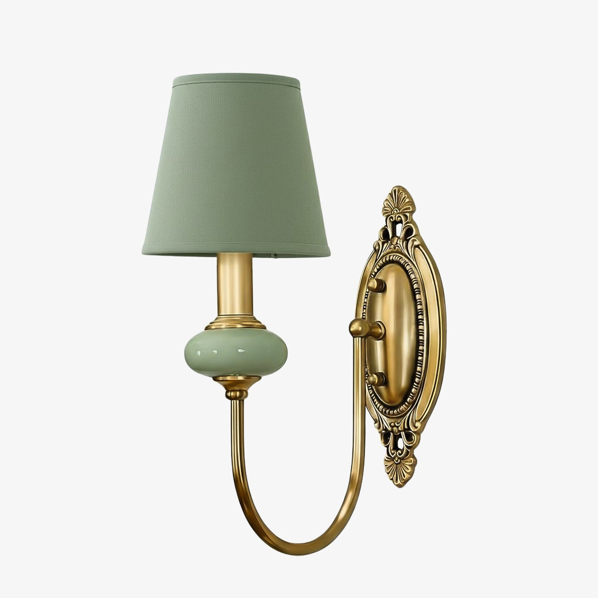 Classic Fabric Shade Sconce – Ceramic Wall Light for Hallway or Bedroom