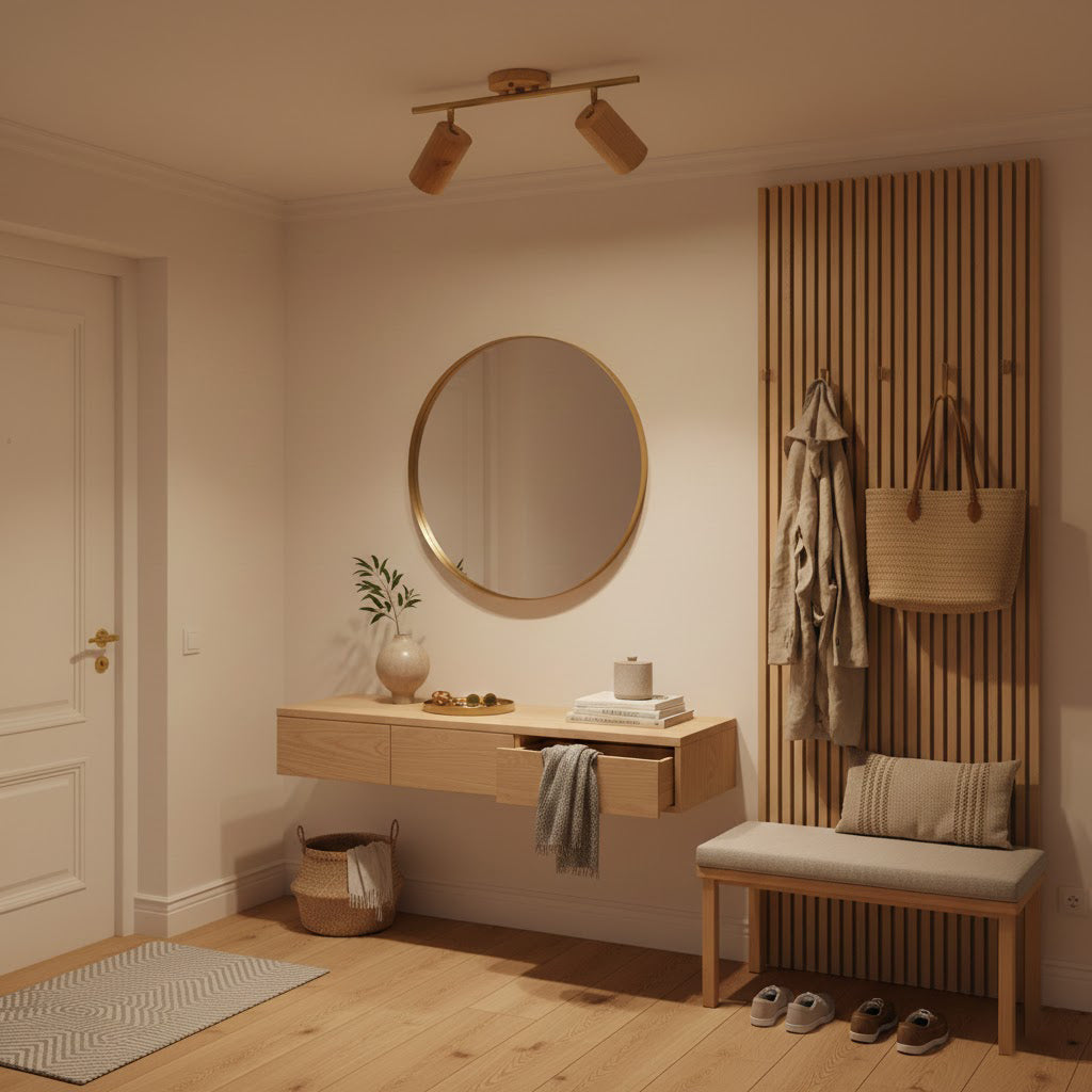 Ash Wood LED Ceiling Spotlight – Adjustable Modern Sustainable Light