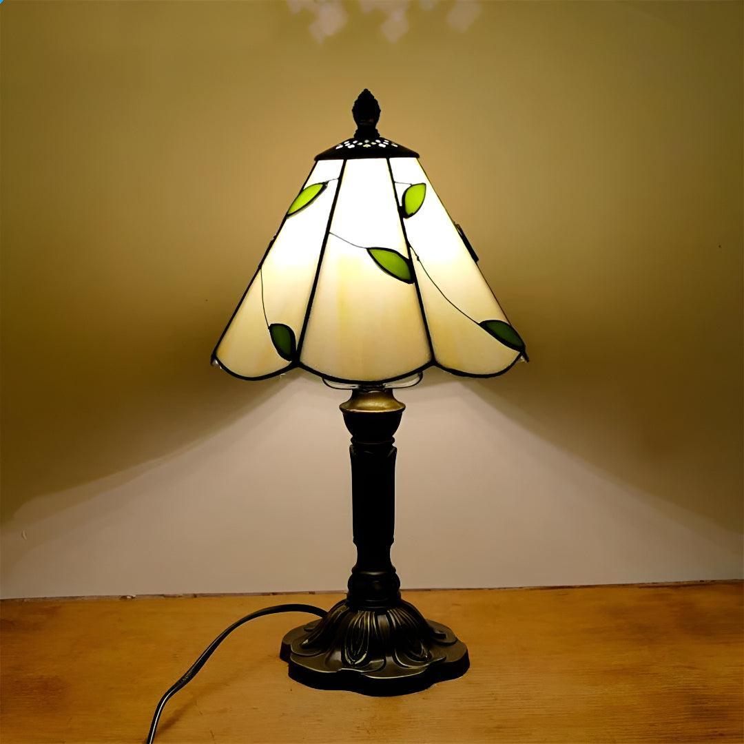 Stained Tiffany Style Glass Table Lamp With Warm LED Light