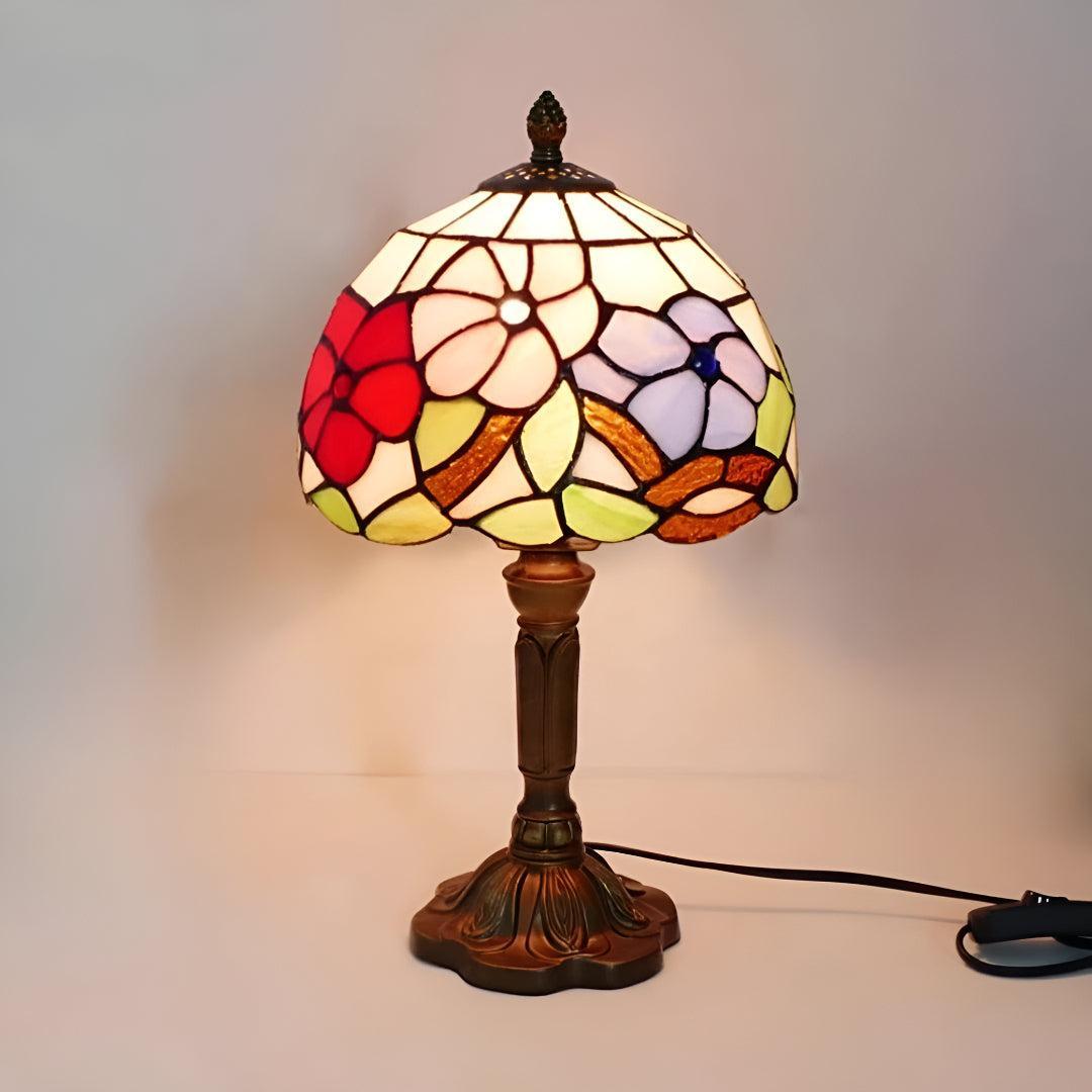 Stained Tiffany Style Glass Table Lamp With Warm LED Light