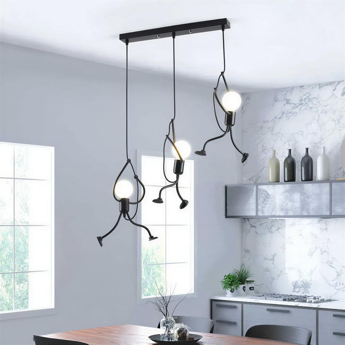Stick Figure Ceiling Light with Modern Climbing Design