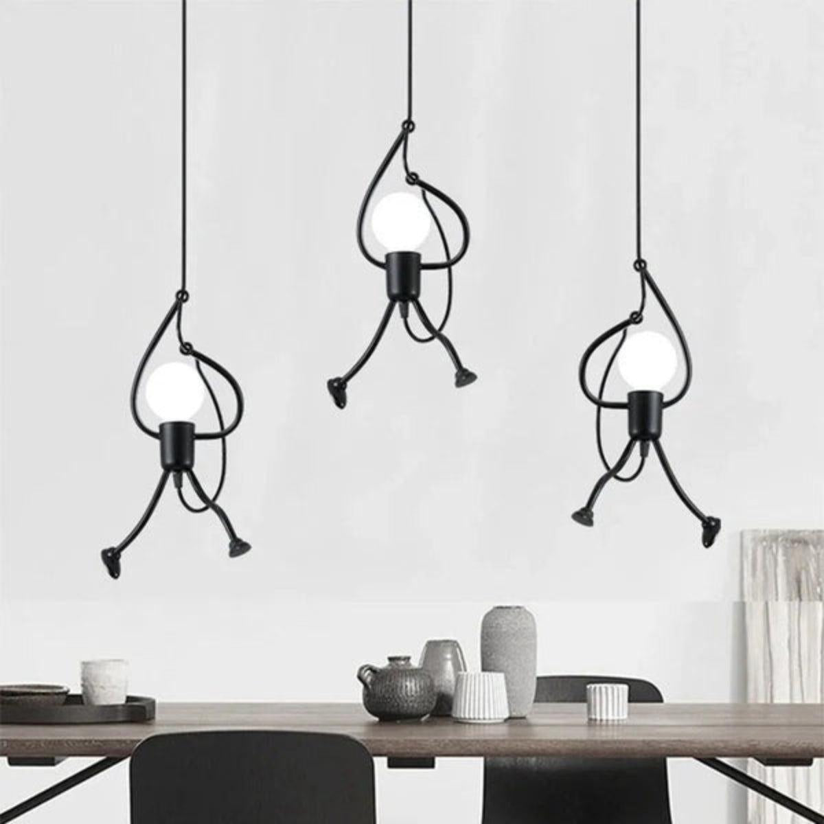 Stick Figure Ceiling Light with Modern Climbing Design
