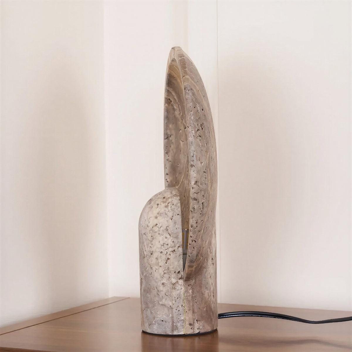Stone Bowl Table Lamp With Circular Design