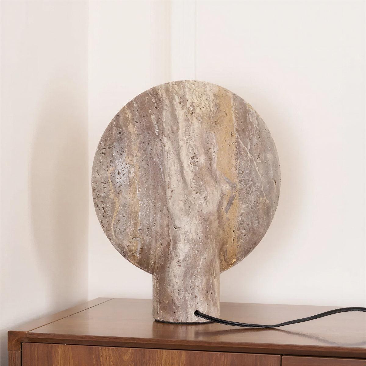 Stone Bowl Table Lamp With Circular Design