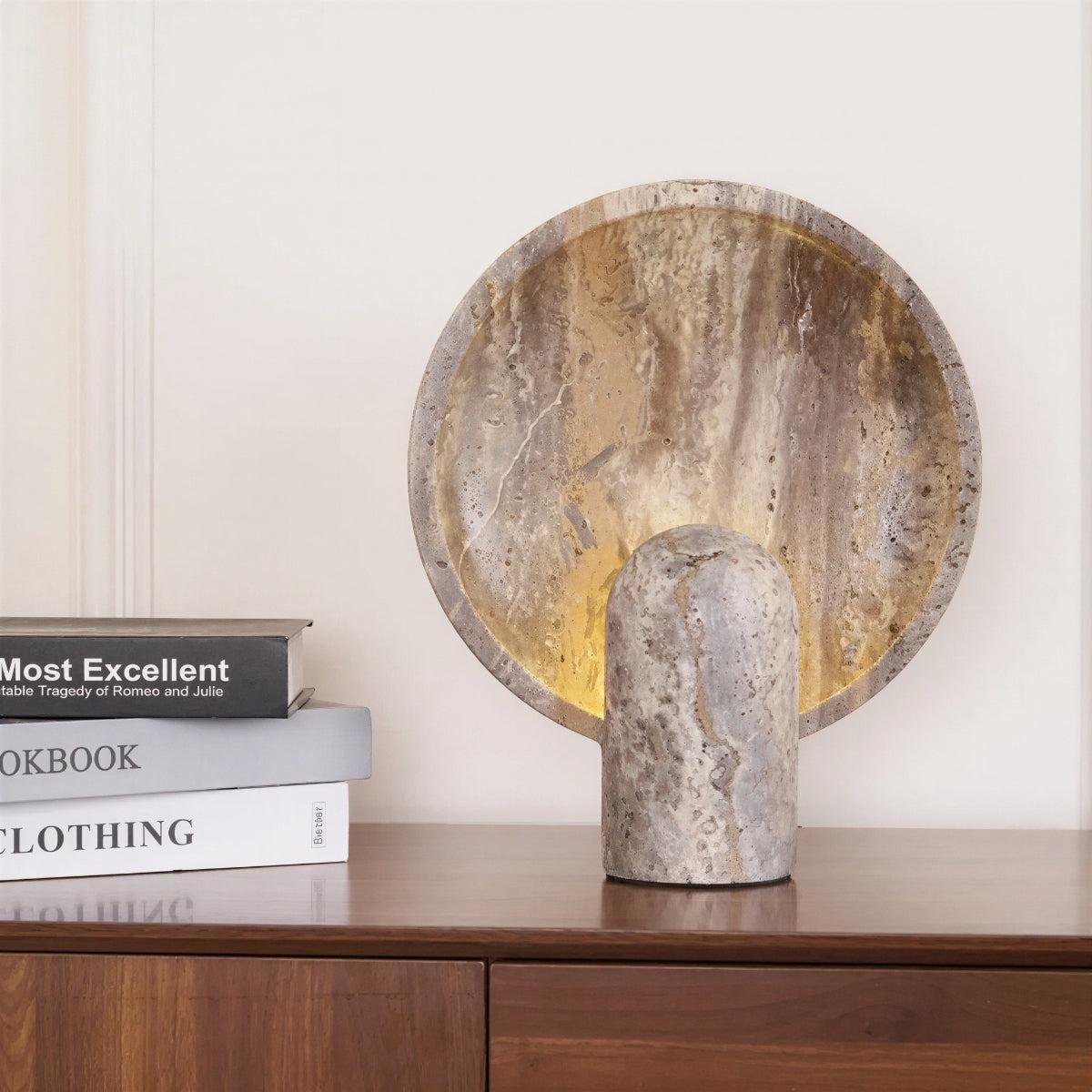 Stone Bowl Table Lamp With Circular Design