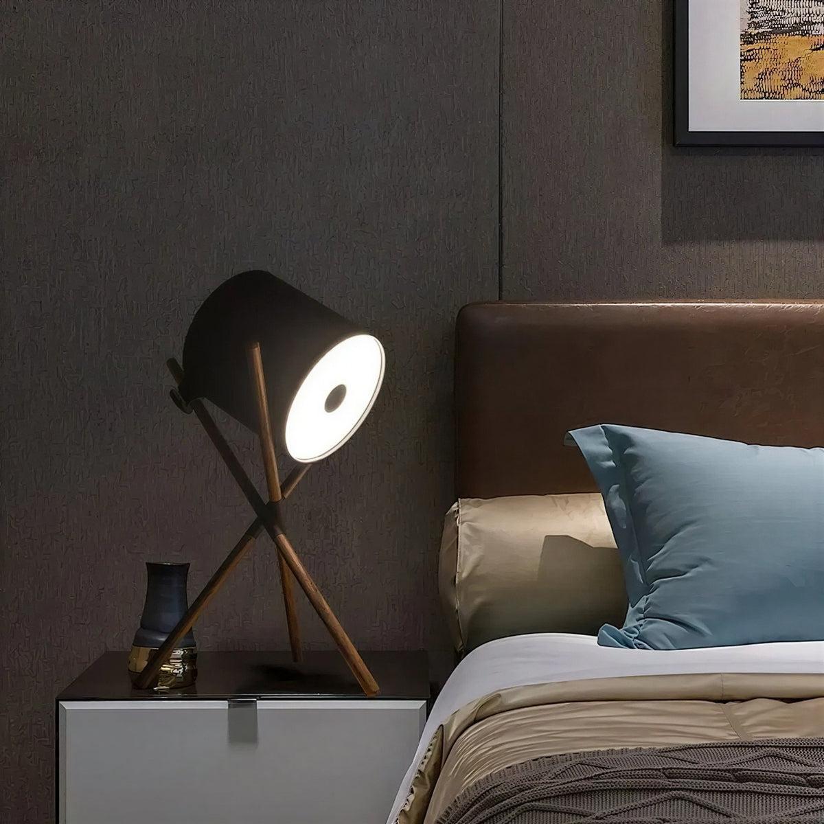 Table Lamp With Tripod Base and Cylindrical Shade